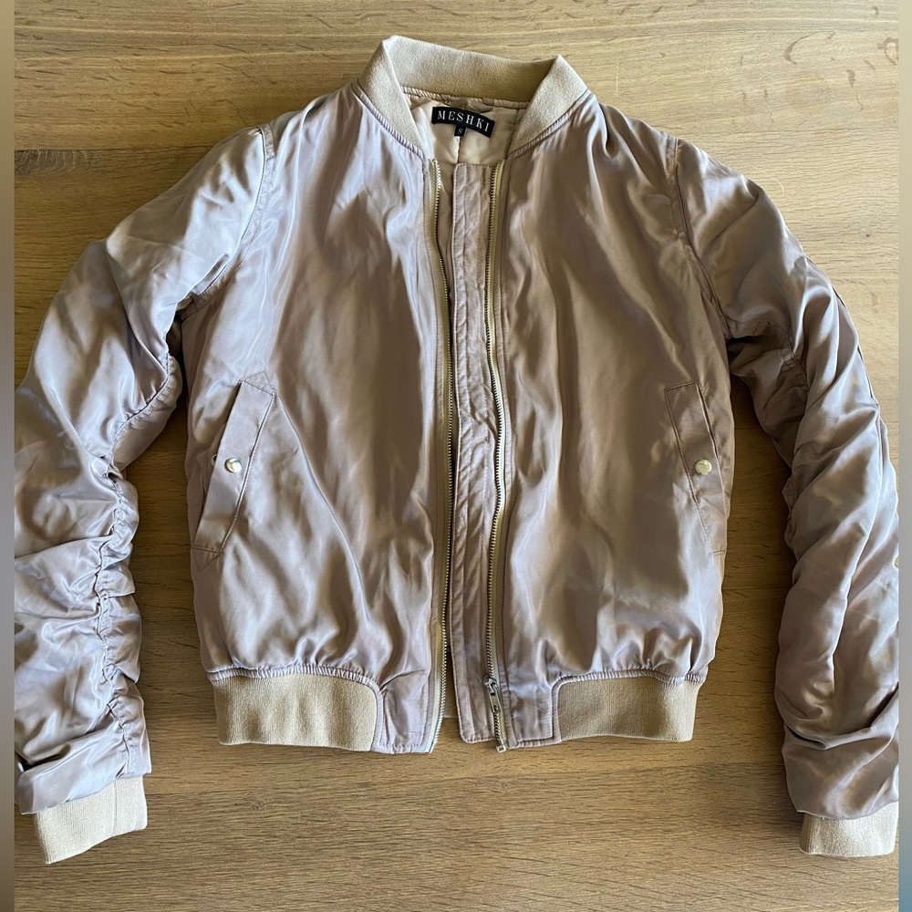 Meshki bomber jacket. Size small. Color tan/gold.